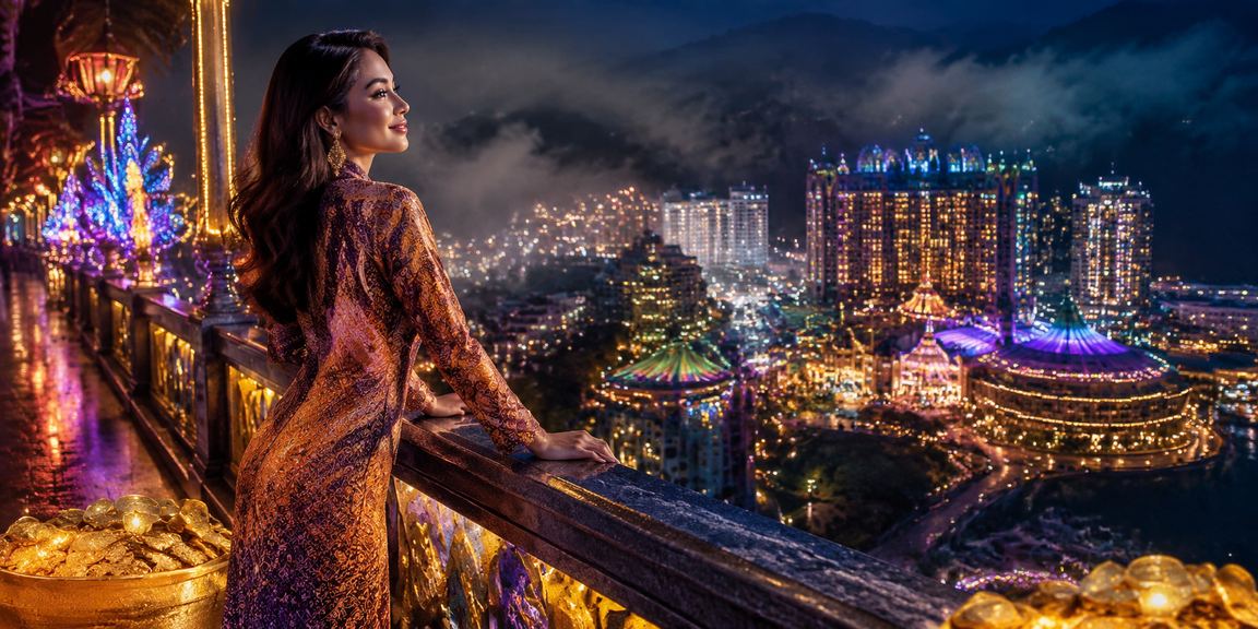 Pemain bertaruh sukan maya di Genting Highlands dengan pakaian batik tempatan